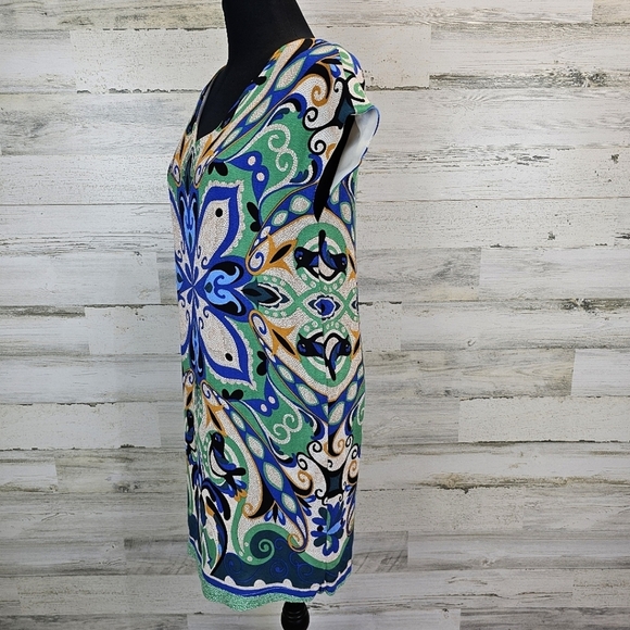 Anthropologie Maeve Folksong V-Neck Bird Print Shift Dress XS Whimsical Unique - Picture 3 of 13